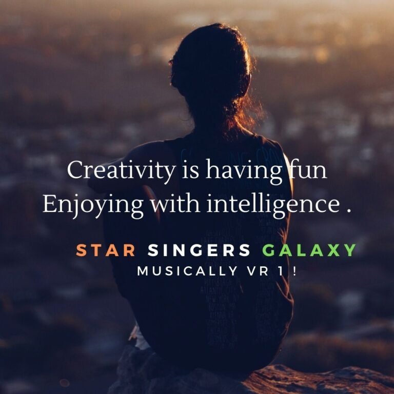 A girl waiting for someone may be she lost forever, there is caption saying " creativity is having fun enjoying with Intelligence -Star Singers Galaxy